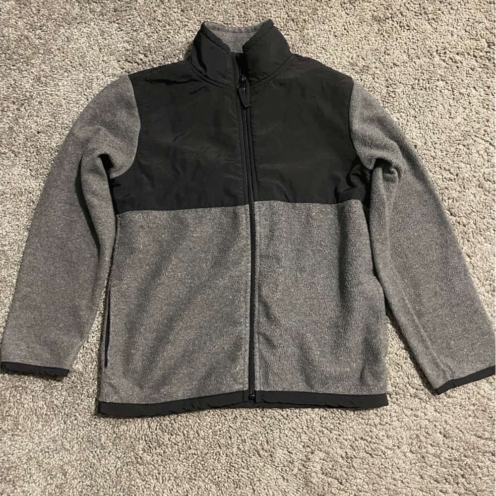 Black & Grey Fleece Jacket w/ Zipper